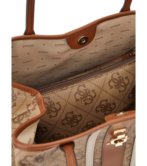 GUESS ERENIA GIRLFRIEND SATCHEL, COLOR CLO - COAL LOGO